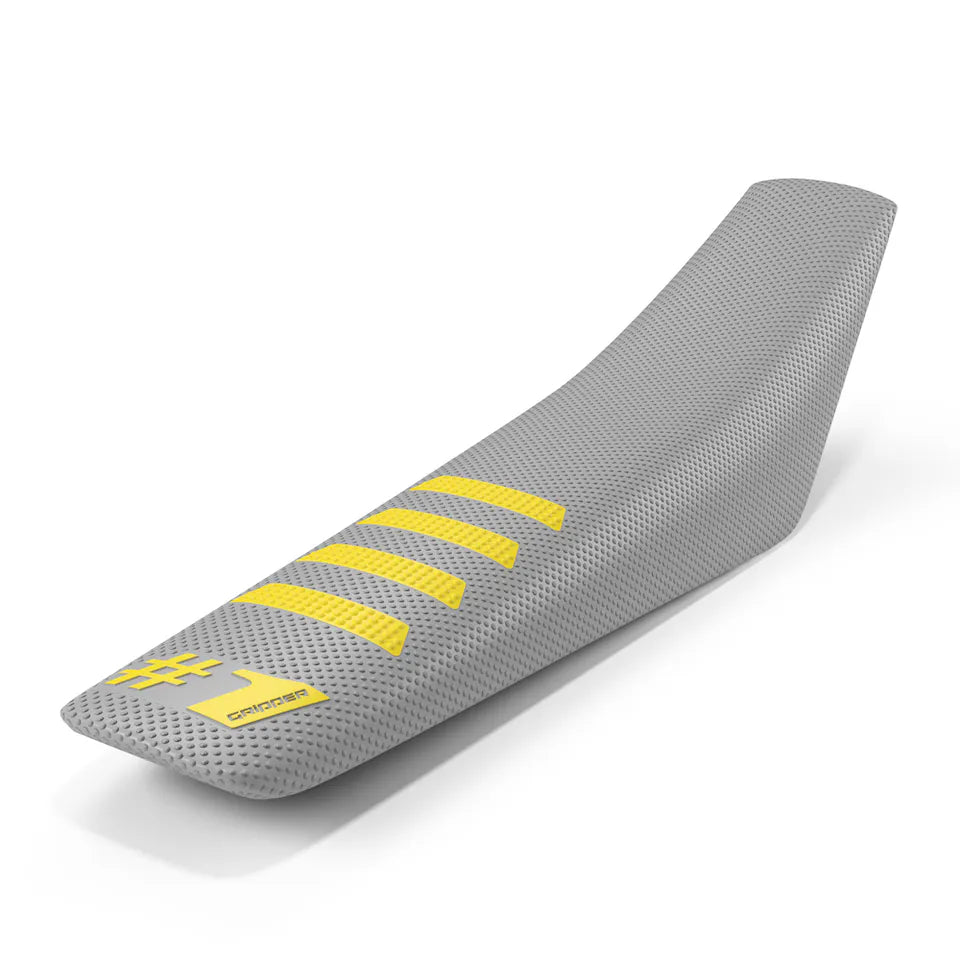 One Gripper Seat Cover RIBBED – Light Grey with Yellow Ribs