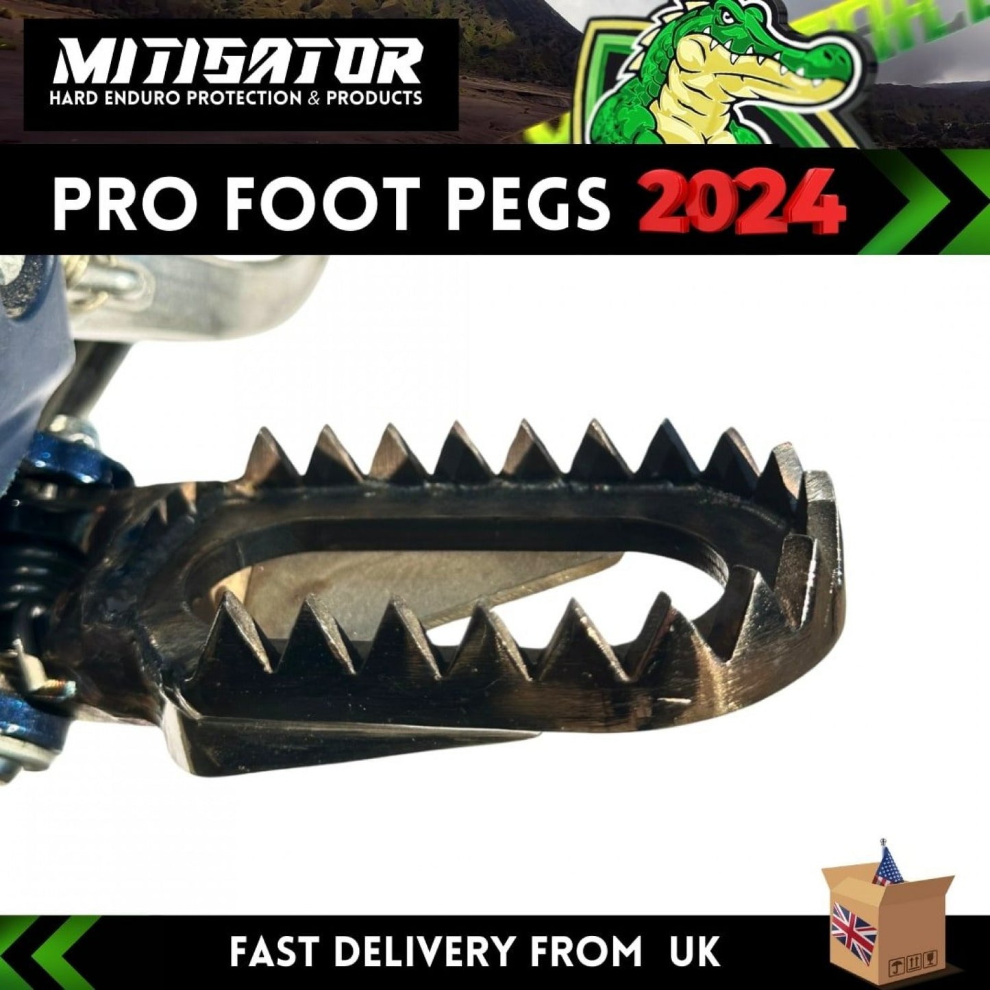 MITIGATOR Pro Foot Pegs Fits Ktm (EXC/XC-W/XC/SX) Husqvarna (TE/TX/TC)-Gasgas (EC/MC) 2024-2025 TBI Models