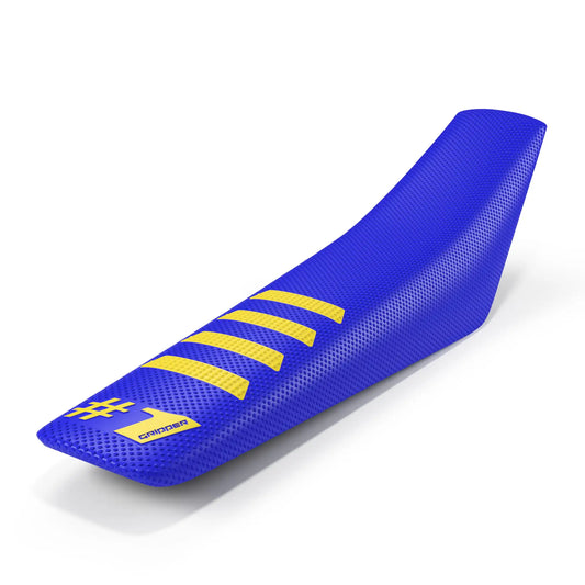 One Gripper Seat Cover RIBBED – Blue with Yellow Ribs