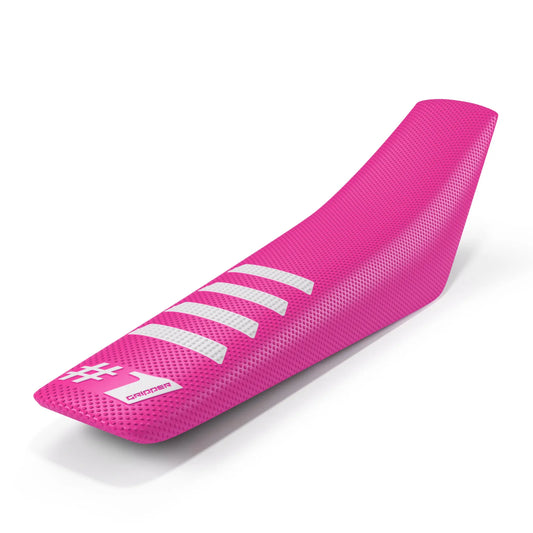 One Gripper Seat Cover RIBBED – Pink with White Ribs