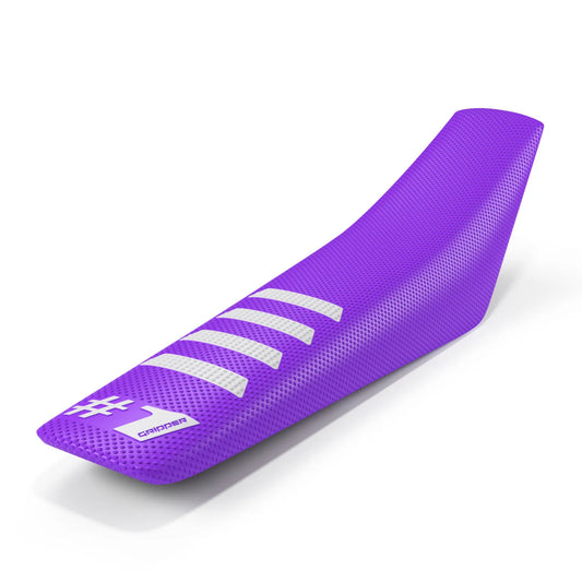 One Gripper Seat Cover RIBBED – Purple with White Ribs