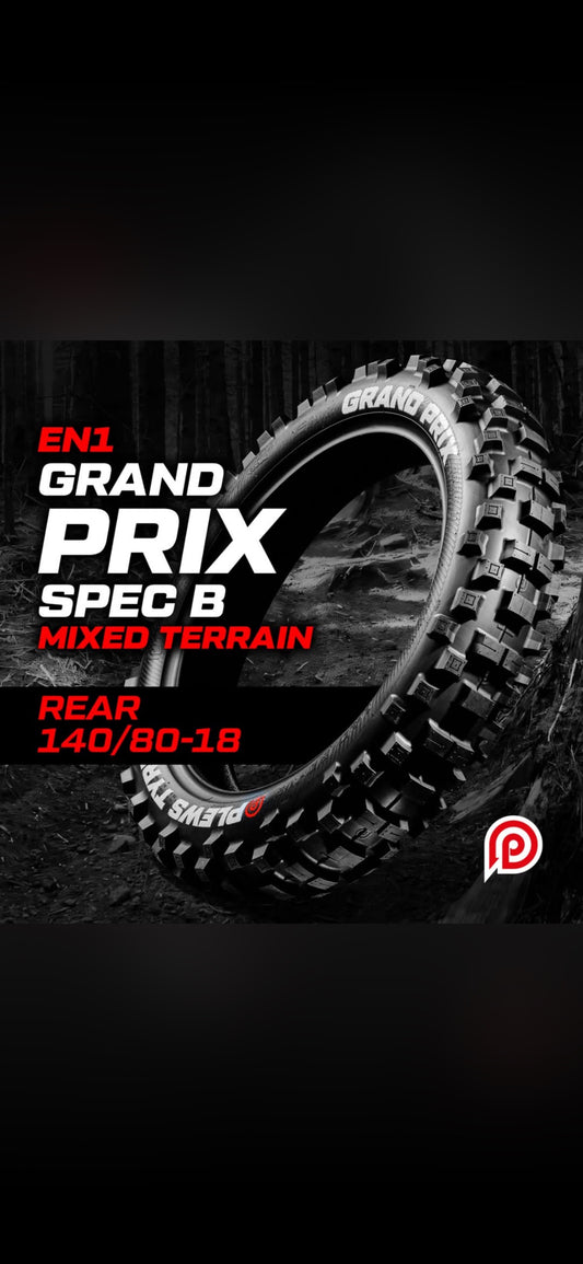 PLEWS TYRES EN1 GRAND PRIX ECE NEW MEDIUM COMPOUND SPEC B +15MM TREAD DEPTH – 140 / 80 – 18